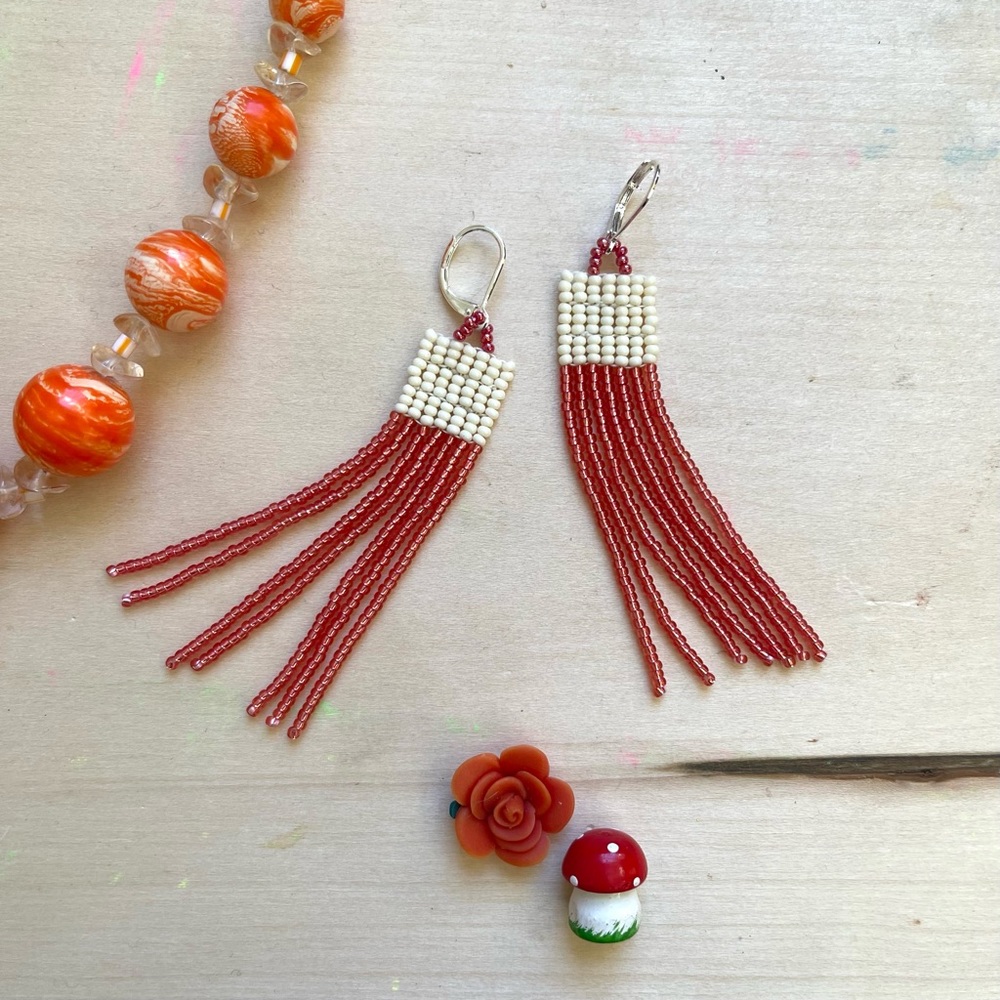 HANDMADE GLASS EARRINGS | Mini Beacon One of a Kind Handwoven Earrings in Nova